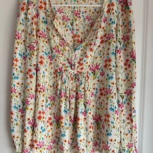 Gap Floral Long Sleeve Blouse Size Small